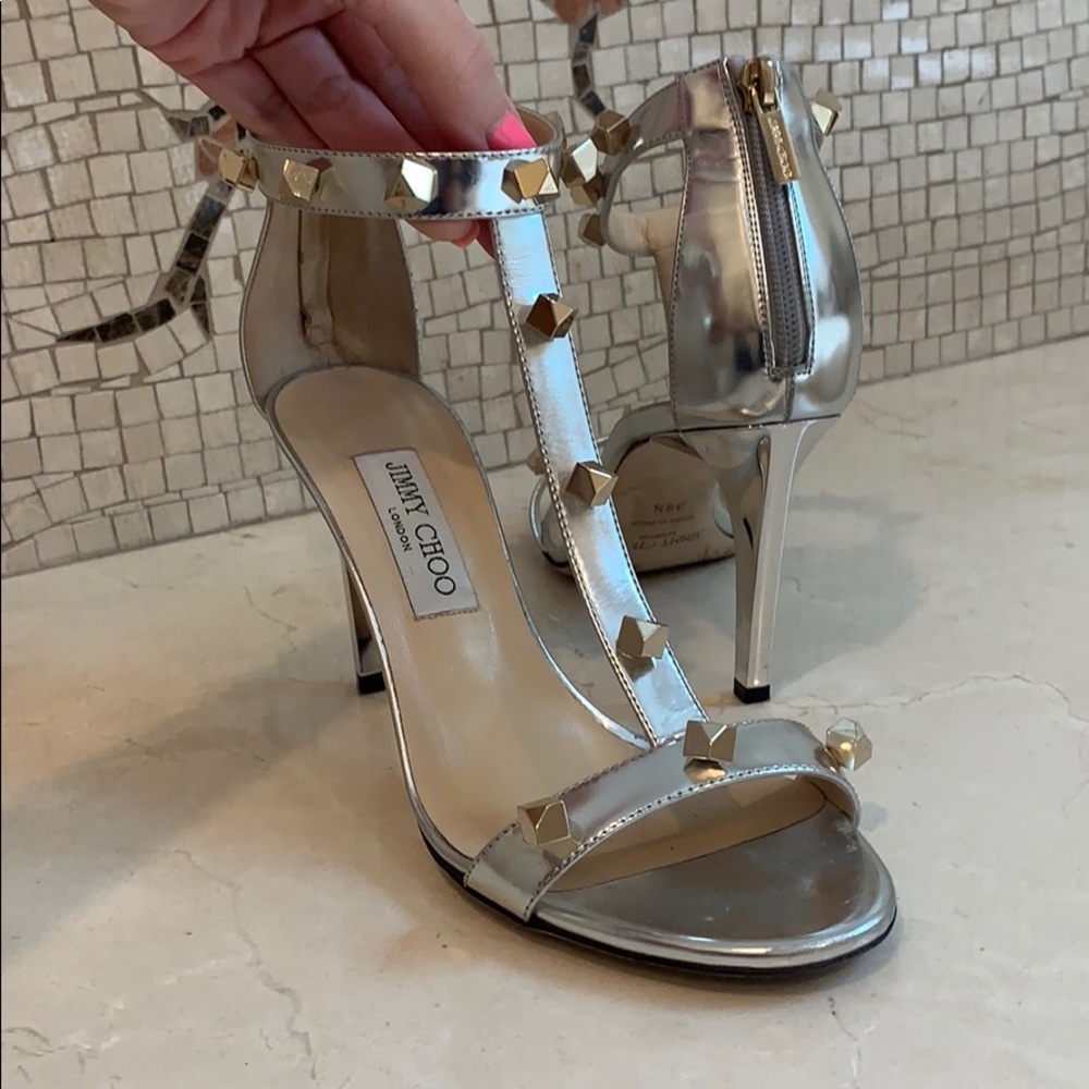 Jimmy Choo Lamba Silver 85 heels size 39.5
